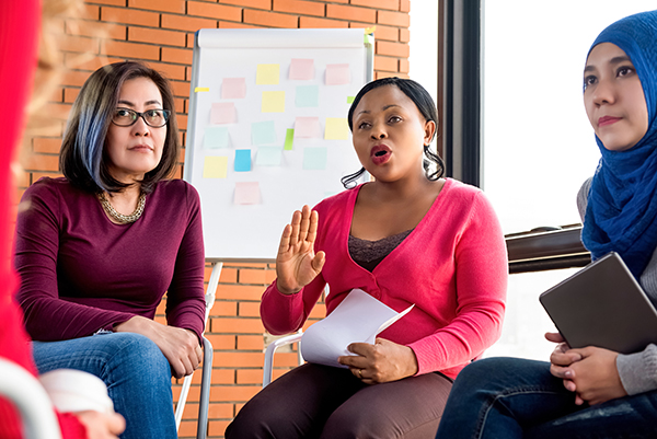 multi-cultural group of women in a group