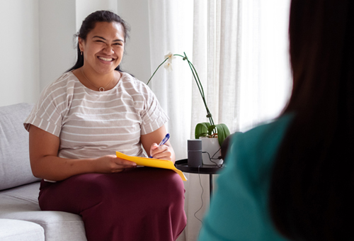 social worker visiting a person's home